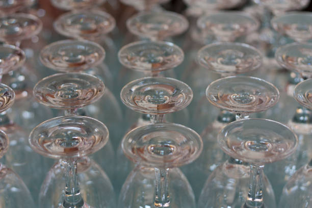 istock Empty wine glass stacked-up on one another in pattern photo 1458724226