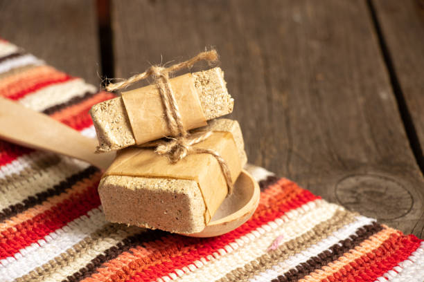 istock a piece of peanut halva on the table for breakfast, halva 1458724625
