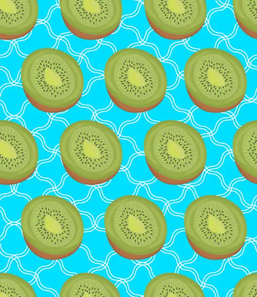 Vector illustration of kiwi fruits seamless pattern