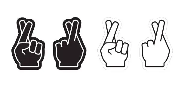 Vector illustration of Crossed Fingers Sign, Foam Fan Finger Template, Music Festival Design
