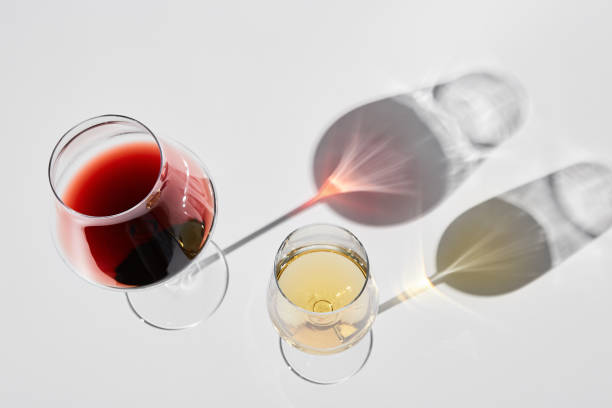 istock Wineglasses with red, white wine for gourmets. 1458726538