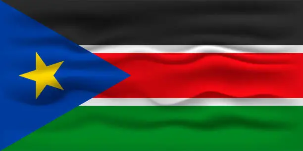 Vector illustration of Waving flag of the country South Sudan. Vector illustration.