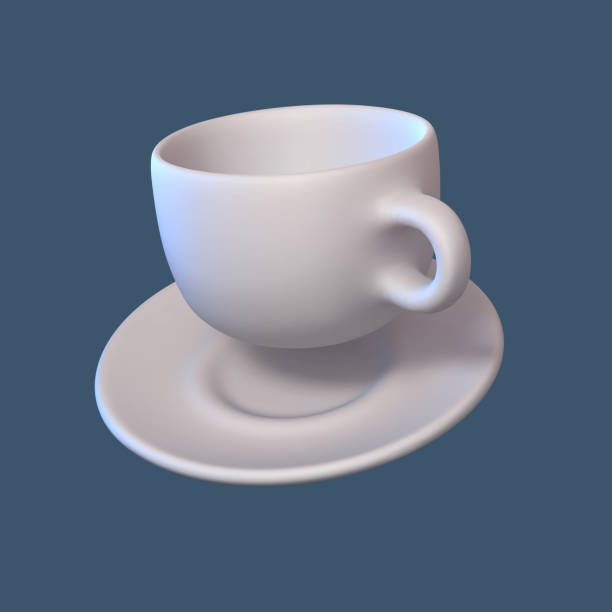 3D realistic ceramic cup with saucer on blue background. Empty white porcelain cup for tea, coffee or other hot drink. Mockup of mug on plate for restaurant and cafe. 3D realistic ceramic cup with saucer on blue background. Empty white porcelain cup for tea, coffee or other hot drink. Mockup of mug on plate for restaurant and cafe. Vector illustration. tea cup and saucer stock illustrations
