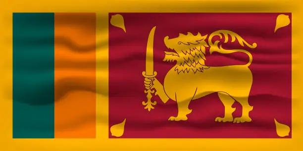 Vector illustration of Waving flag of the country Sri Lanka. Vector illustration.