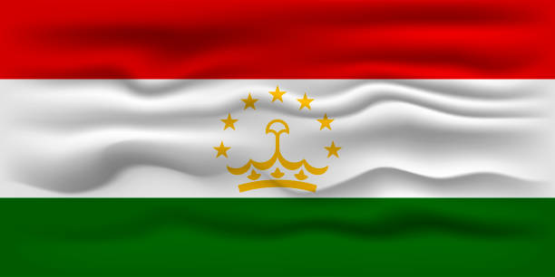 ilustrações de stock, clip art, desenhos animados e ícones de waving flag of the country tajikistan. vector illustration. - tajik flag