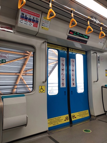 Jakarta, Indonesia : June 16, 2022 : The Interior of Mass Rapid Transit (MRT)