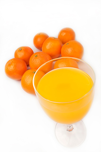 Fresh Orange Juice on White Background, Fresh Orange Fruits