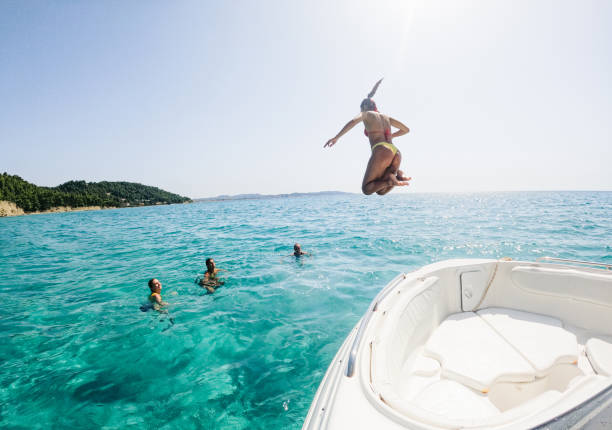 istock Enjoying summer day on the boat 1458737091