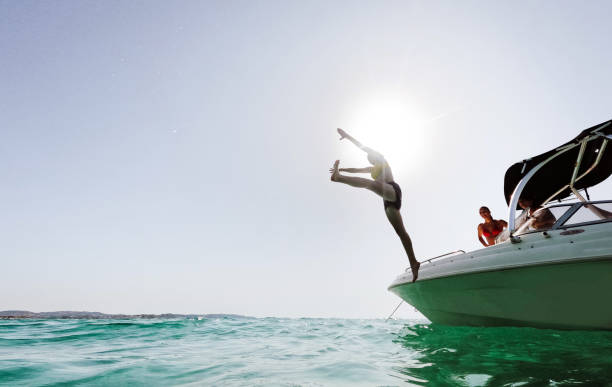 istock Enjoying summer day on the boat 1458737102