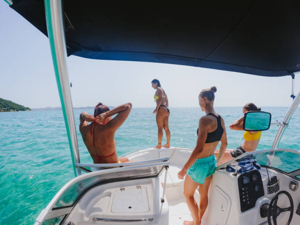 istock Enjoying summer day on the boat 1458737182