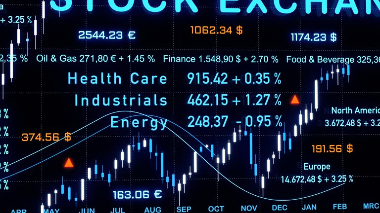 Screen with stock exchange information, charts and sector indexes.