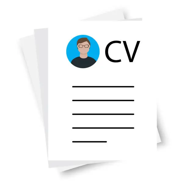 Vector illustration of Cv document in modern style. Staff document. Clear template. Vector illustration.