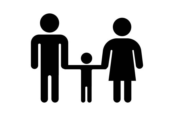 ilustrações, clipart, desenhos animados e ícones de ícone de família preto. ícone do amor. ilustração vetorial. - multi generation family isolated people silhouette