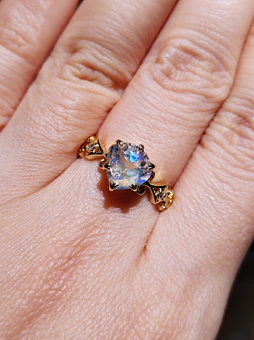 Blue moonstone ring