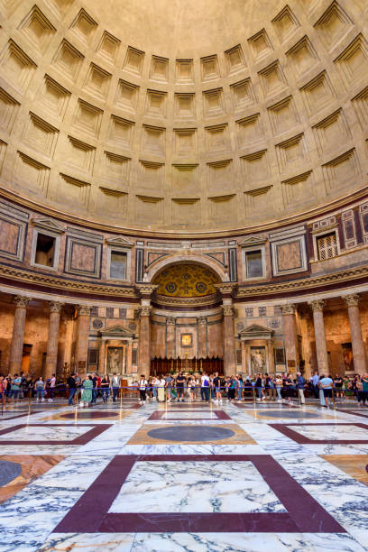 istock Pantheon interiors with round hole in dome, Rome, Italy 1458743185