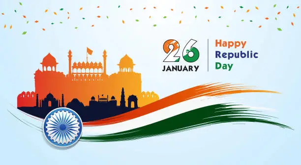 Vector illustration of 26th January, Republic Day of India Celebration Concept vector illustration.