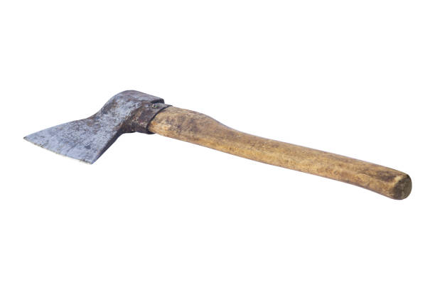 istock an old ax with a wooden handle isolated from the background 1458743851