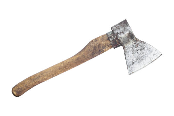 istock an old ax with a wooden handle isolated from the background 1458743874