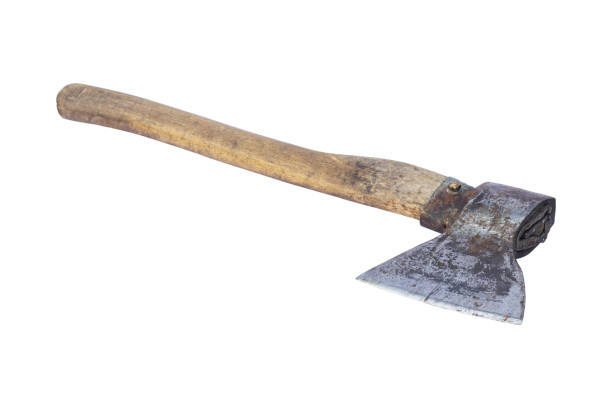 istock an old ax with a wooden handle isolated from the background 1458743877