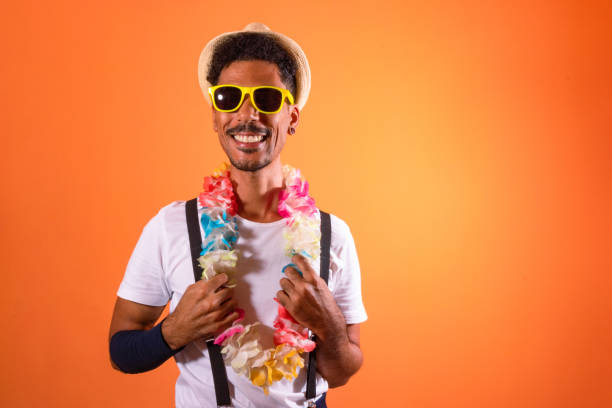 istock Black Man With Carnival Costume Isolated 1458748379