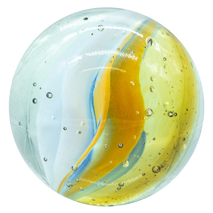 one mixed colorful  glass or ceramic marble or ball, isolated