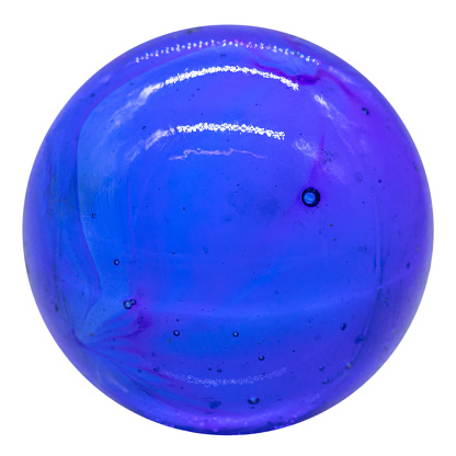 one blue glass or ceramic marble or ball, isolated