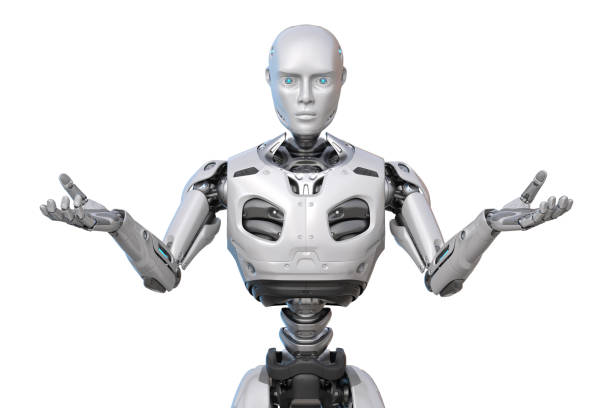 istock Human like robot spreading his arms 1458753561