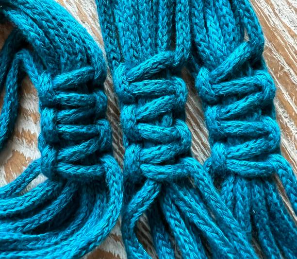 Close-up photograph of three macrame knots