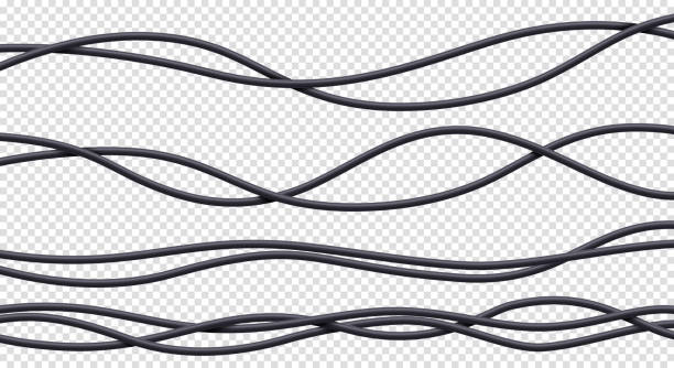 stockillustraties, clipart, cartoons en iconen met realistic cables set, flexible electrical wires - kabel