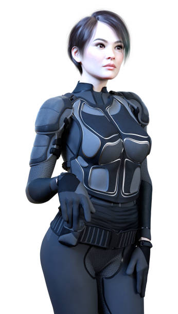 istock 3D Rendering Female Sceince Fiction Warrior on White 1458756089