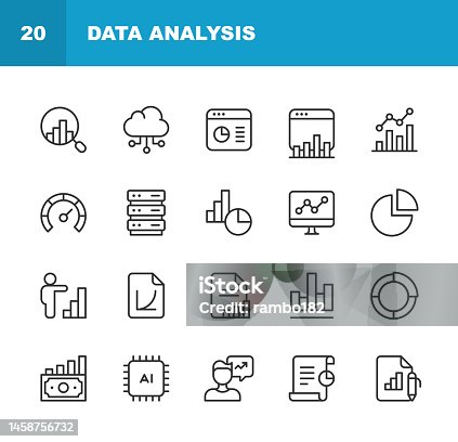 istock Data Analysis Line Icons. Editable Stroke. Pixel Perfect. For Mobile and Web. Contains such icons as Analytics, Artificial Intelligence, Assessment, Big Data, Chart, Cloud Computing, Dashboard, Data Analysis, Diagram, Finance, Performance, Statistics. 1458756732