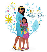 istock Happy mother's day. Indian Mother hug her daughter. Mom's love. 1458760499