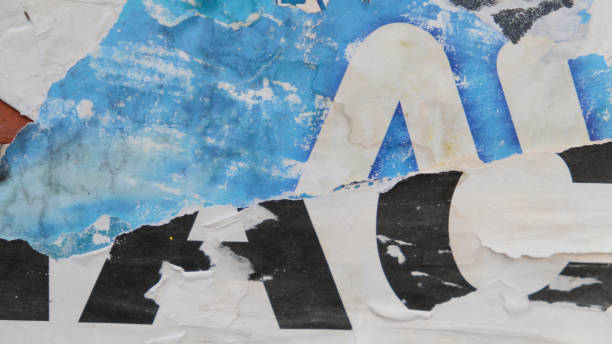 istock Torn street poster, messy and abstract paper collage background 1458762014