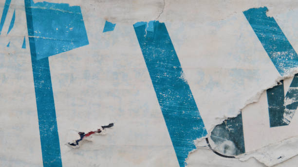 istock Torn street poster, messy and abstract paper collage background 1458762270