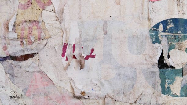 istock Torn street poster, messy and abstract paper collage background 1458762524