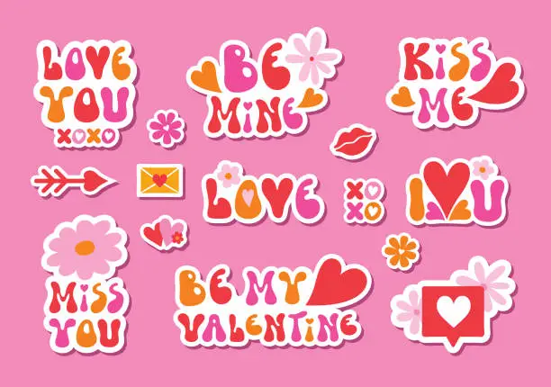 Vector illustration of Valentine stickers