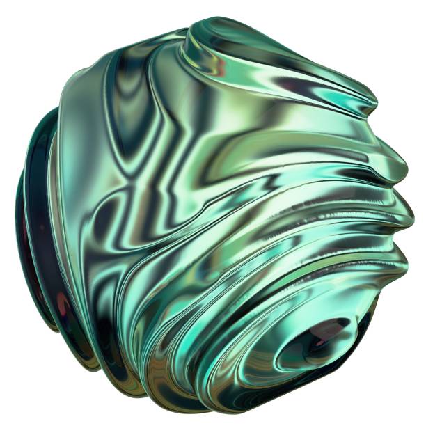 istock Green metallic organic wave pattern of spheres accompanied by abstract, dramatic, passionate, luxurious and exclusive isolated 3D rendering graphic design elemental background material 1458762868