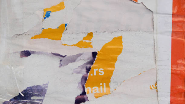 istock Torn street poster, messy and abstract paper collage background 1458762882