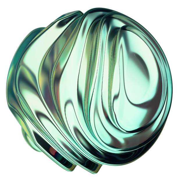 istock Green color Sphere geometry with metallic organic wave pattern Abstract, dramatic, passionate, luxurious and exclusive isolated 3D rendering graphic design elemental background material 1458762991
