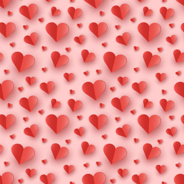 ilustrações de stock, clip art, desenhos animados e ícones de love concept for valentine’s day, mother’s day and women’s day. seamless pattern with paper heart decorations. vector illustration - vector valentine card craft valentines day