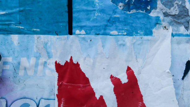 istock Torn street poster, messy and abstract paper collage background 1458763152