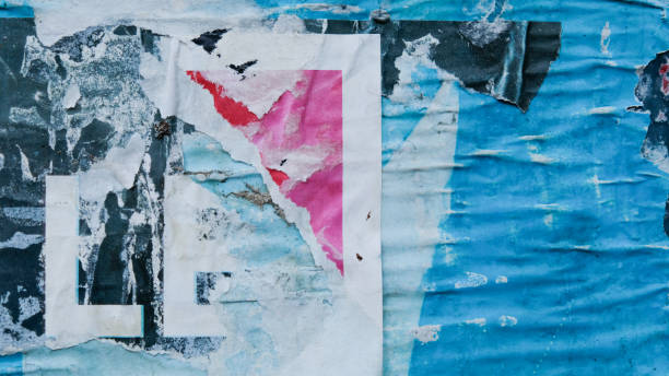 istock Torn street poster background with text, messy and abstract paper collage 1458763331