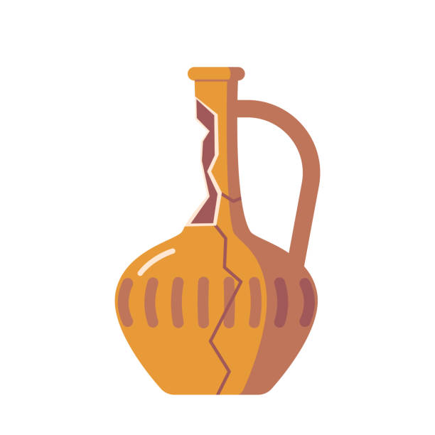 古い壊れた水差し、アンティークの陶器、考古学的な遺物、ローマまたはギリシャの粘土ピッチャー。飾り付き食器 - jug pitcher pottery old点のイラスト素材／クリップアート素材／マンガ素材／アイコン素材