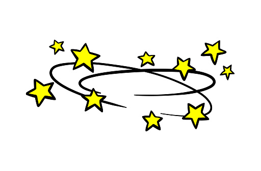 Dizziness with stars. Comic book style symbol.