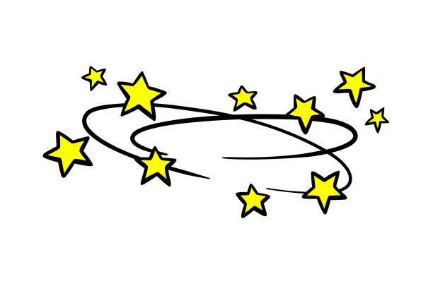 Dizziness with stars. Dizziness with stars. Comic book style symbol. insanity stock illustrations