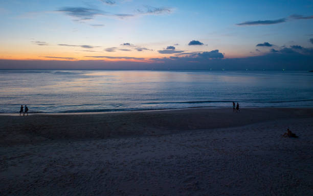 istock Aerial view sunset over sea beach background 1458773705