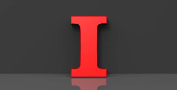 istock I letter red capital letter sign 3d on black background 1458774065