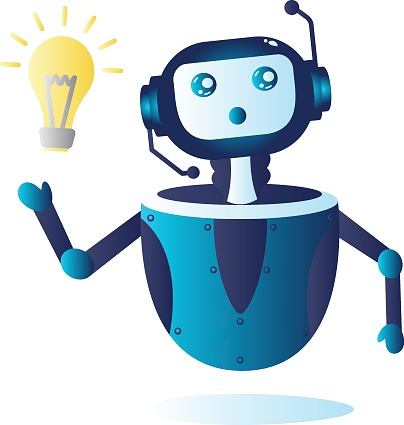 Tips or Genius Bot vector icon design, chatterbot symbol, on-line chat conversation via text or text-to-speech sign, virtual assistants stock illustration, Idea or creative Chatbot concept