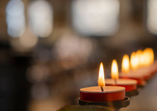 Church candles in close up. stock photo
