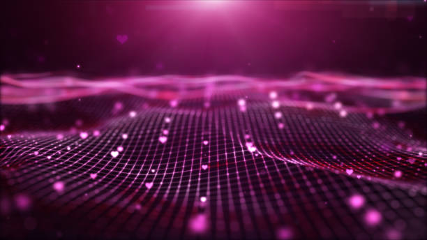 istock Pink background, Valentine heart shape particle landscape background. 1458777652